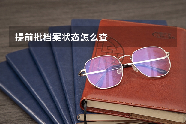 提前批档案状态怎么查