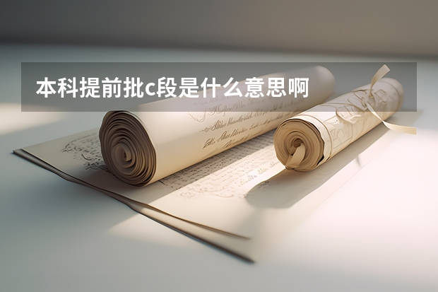 本科提前批c段是什么意思啊