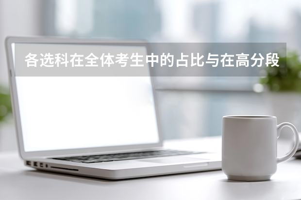 各选科在全体考生中的占比与在高分段占比的对比